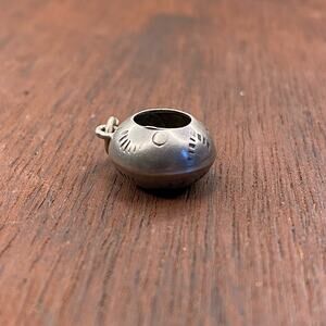 Vintage 925 Sterling Silver Southwestern Native Bowl Chased Pendant Charm